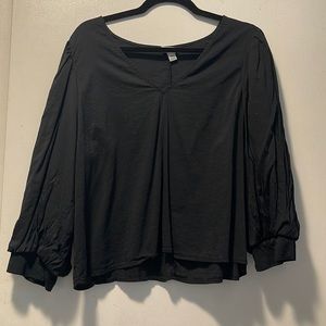 Black, long, bell sleeves blouse